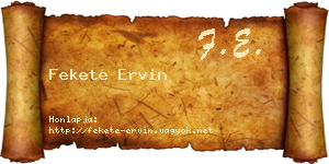 Fekete Ervin névjegykártya